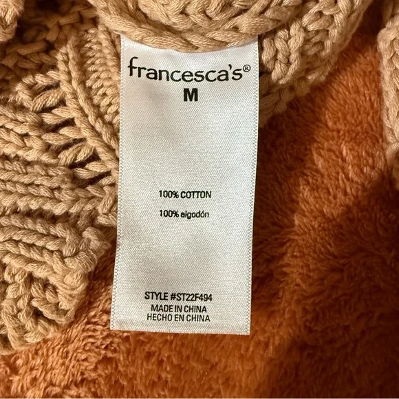 Audrey Parks - Francesca's - Beige Knit Cropped Sweater - Size Med - NWT - Picture 3 of 7